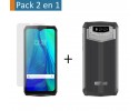 Pack 2 En 1 Funda Gel Transparente + Protector Cristal Templado para Blackview BV9100