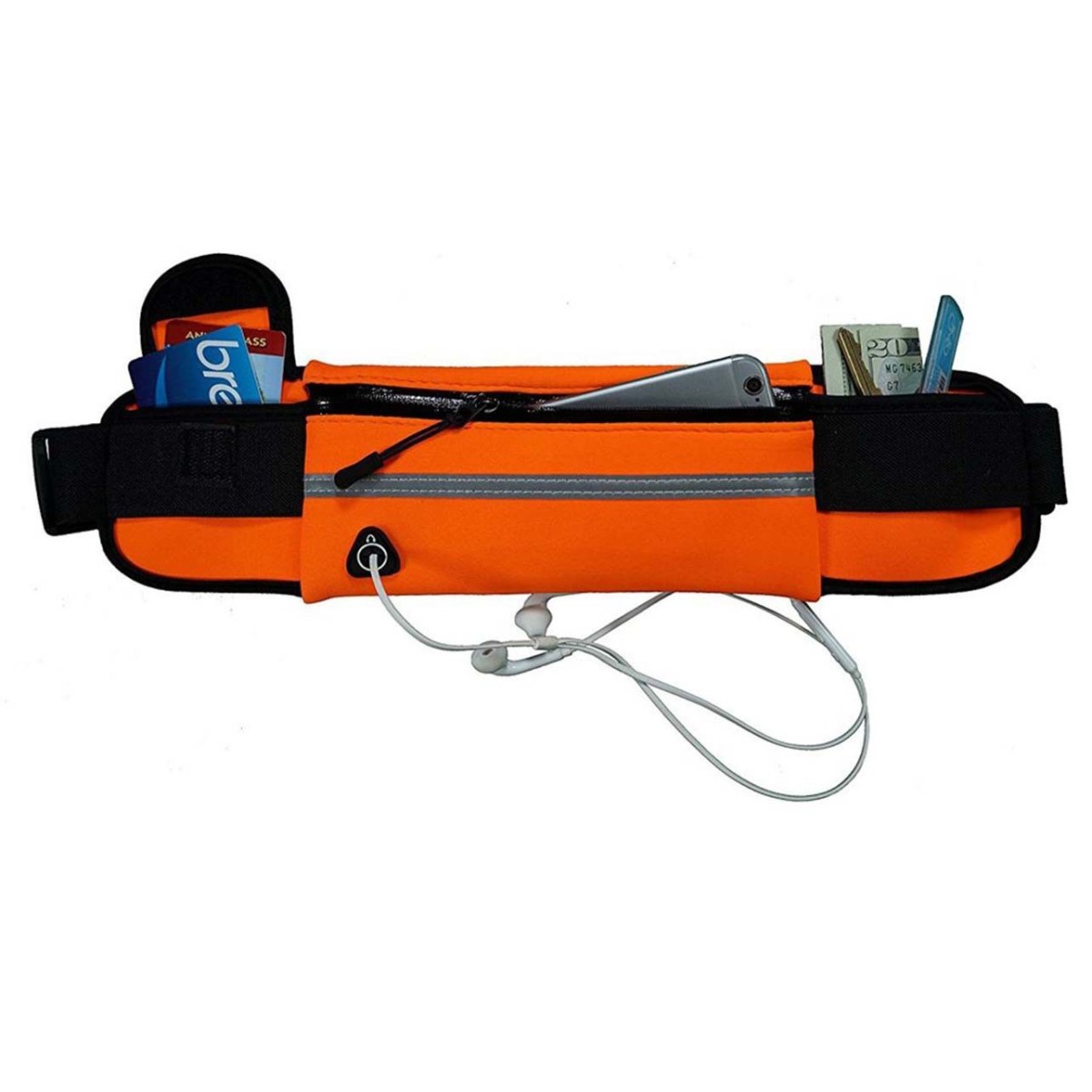 Cinturón Riñonera Deportivo con Bolsillos y Soporte para Botella color Naranja