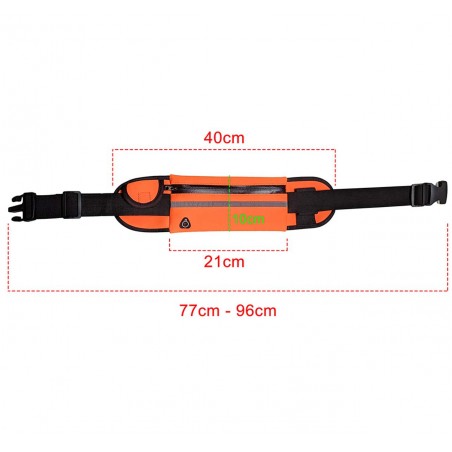 Cinturón Riñonera Deportivo con Bolsillos y Soporte para Botella color Naranja