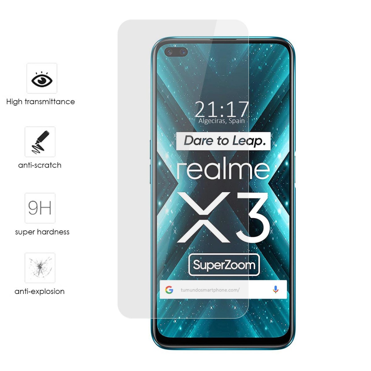 Protector Cristal Templado para Realme X3 SuperZoom / X50 5G Vidrio