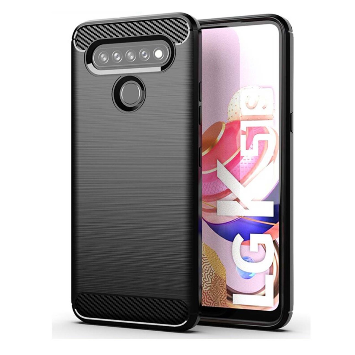 Funda Gel Tpu Tipo Carbon Negra para Lg K41s / K51s