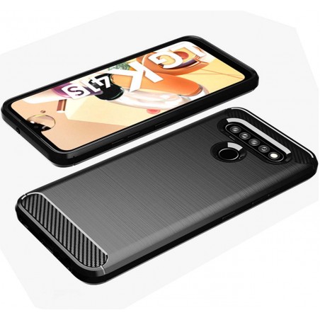 Funda Gel Tpu Tipo Carbon Negra para Lg K41s / K51s