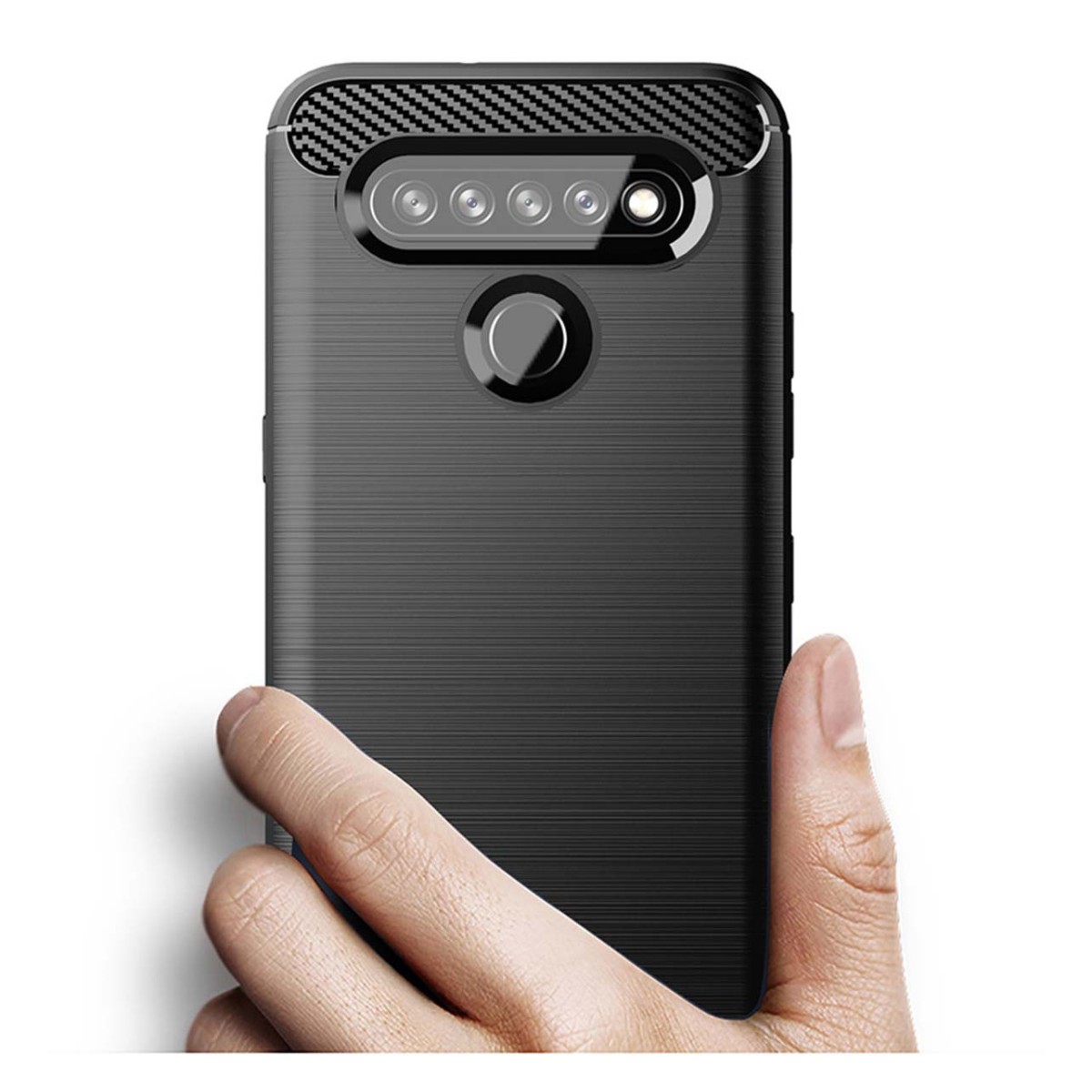 Funda Gel Tpu Tipo Carbon Negra para Lg K41s / K51s