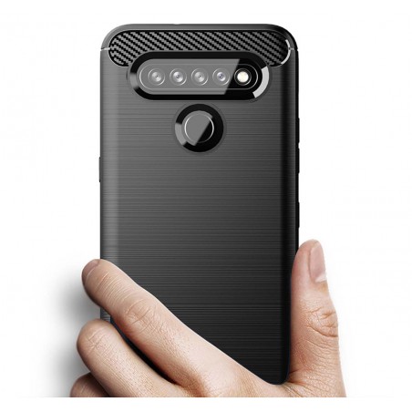 Funda Gel Tpu Tipo Carbon Negra para Lg K41s / K51s