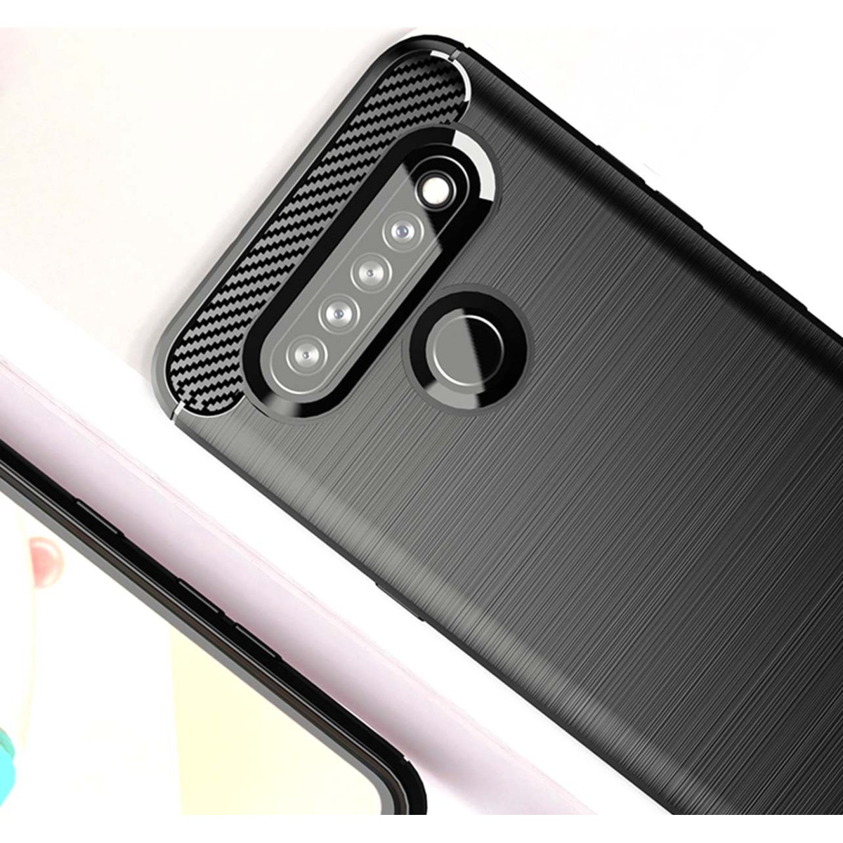 Funda Gel Tpu Tipo Carbon Negra para Lg K41s / K51s