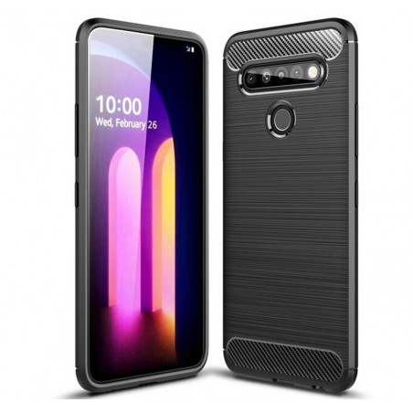 Funda Gel Tpu Tipo Carbon Negra para Lg K61