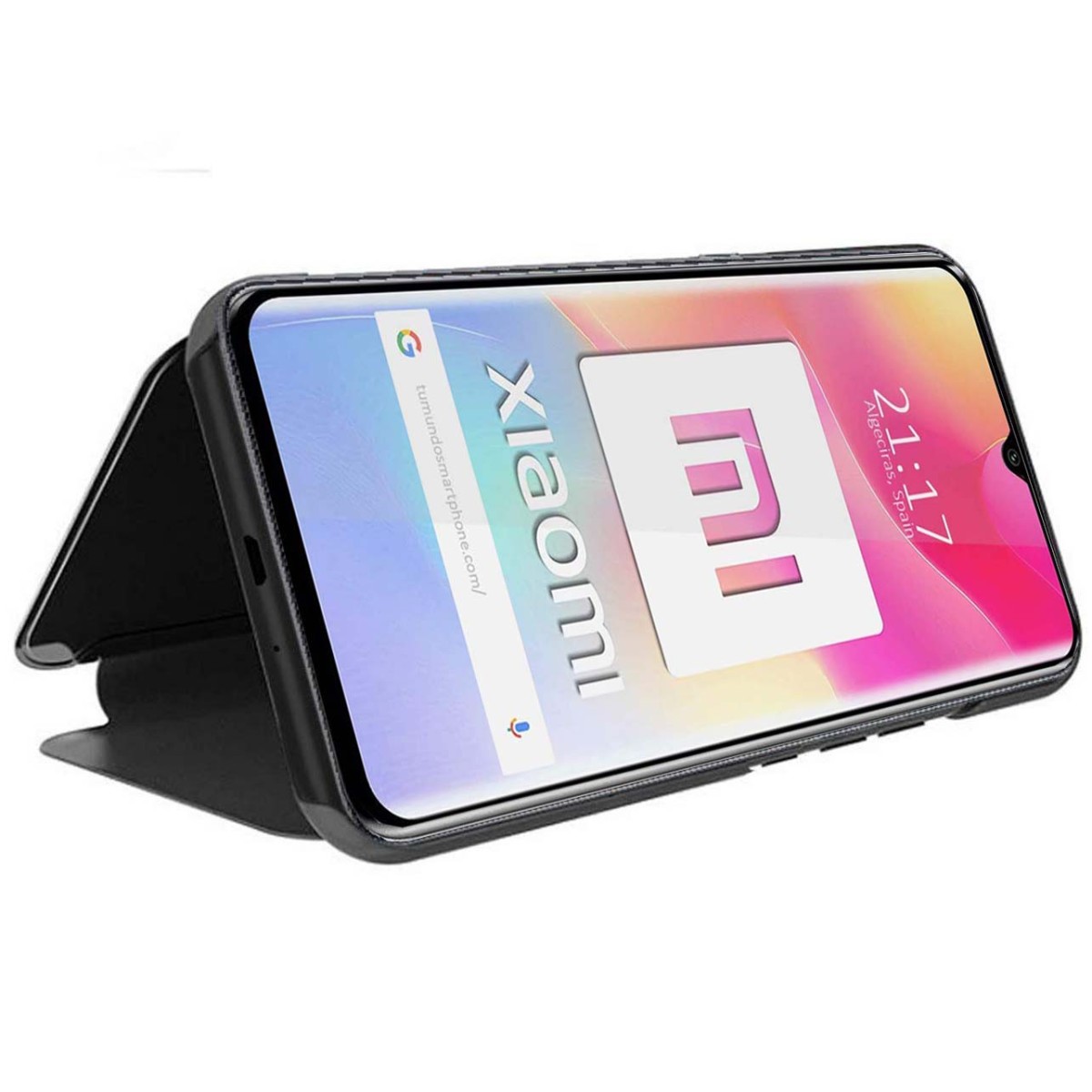 Funda Flip Cover Clear View para Xiaomi Mi 10 Lite color Negra