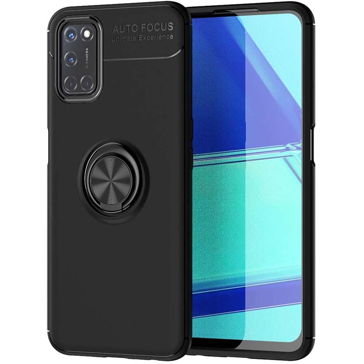 Funda Magnetica Soporte con Anillo Giratorio 360 para Oppo A52 / Oppo A72 Negra