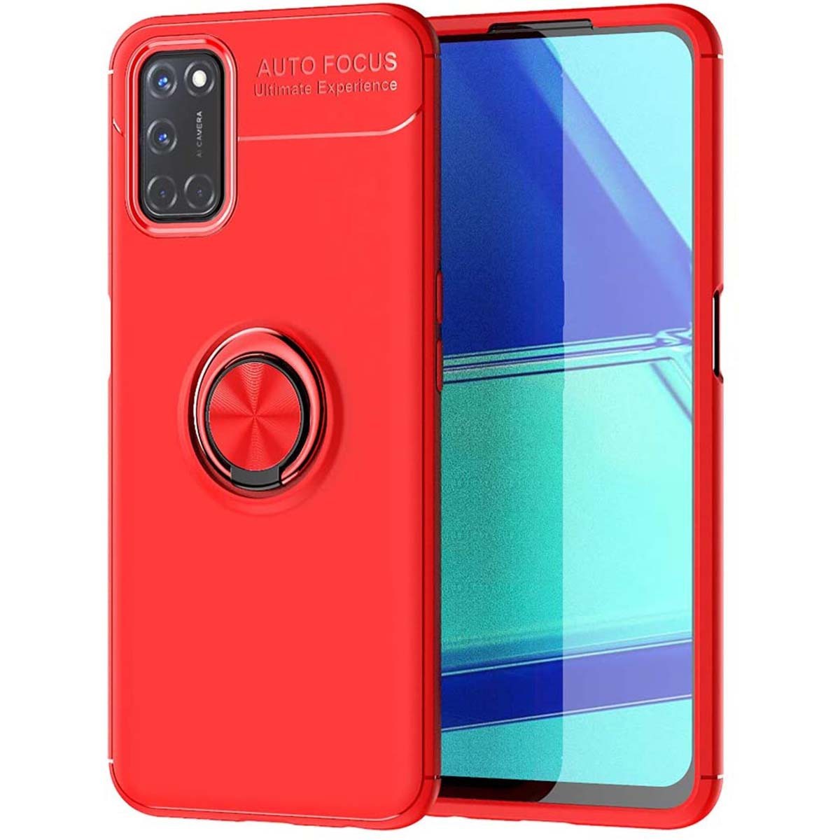 Funda Magnetica Soporte con Anillo Giratorio 360 para Oppo A52 / Oppo A72 Roja