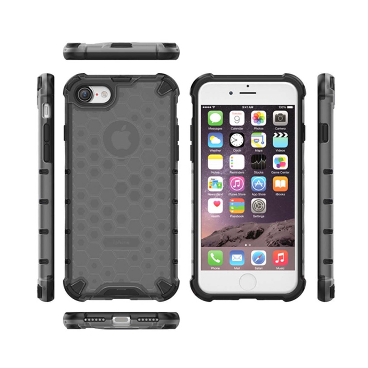Funda Tipo Honeycomb Armor (Pc+Tpu) Negra para Iphone SE 2020