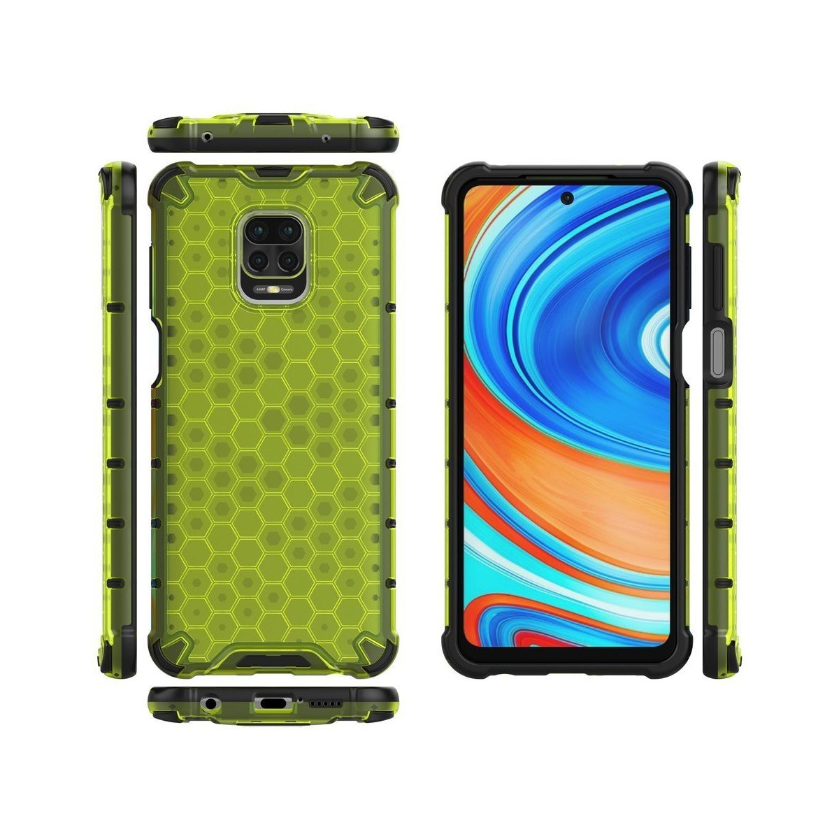 Funda Tipo Honeycomb Armor (Pc+Tpu) Verde para Xiaomi Redmi Note 9S / Note 9 Pro