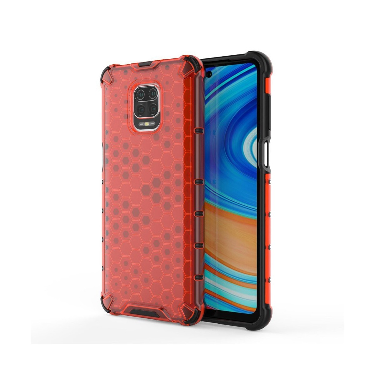 Funda Tipo Honeycomb Armor (Pc+Tpu) Roja para Xiaomi Redmi Note 9S / Note 9 Pro