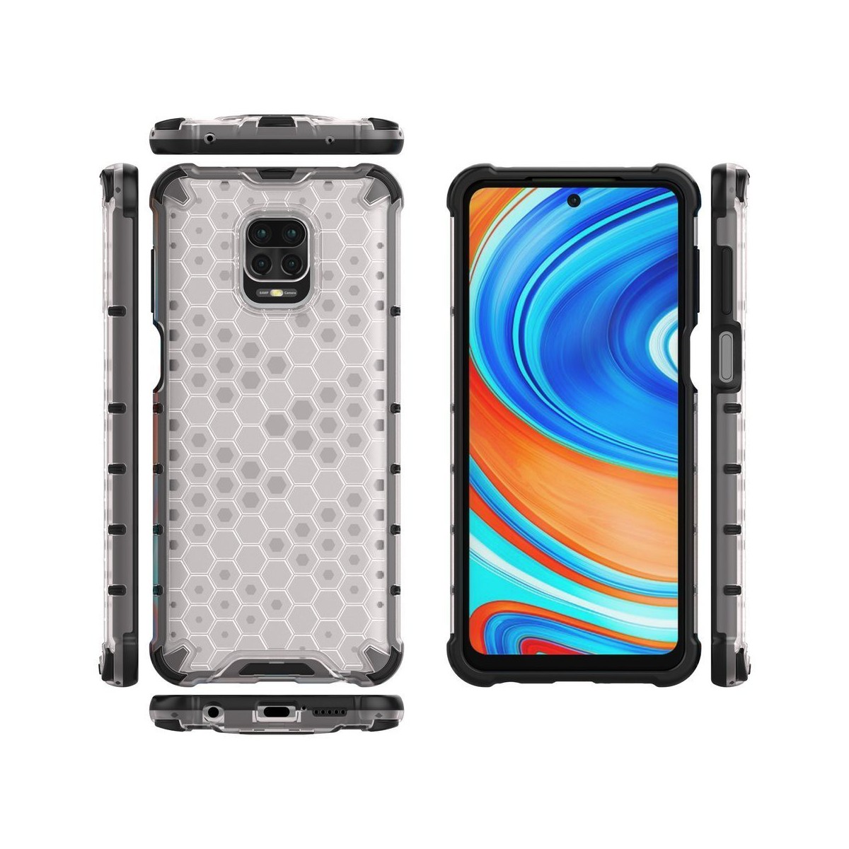 Funda Tipo Honeycomb Armor (Pc+Tpu) Transparente para Xiaomi Redmi Note 9S / Note 9 Pro