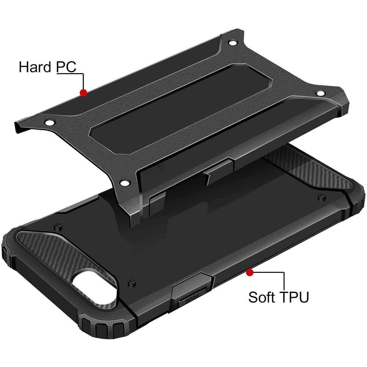 Funda Tipo Hybrid Tough Armor (Pc+Tpu) Negra para Iphone SE 2020