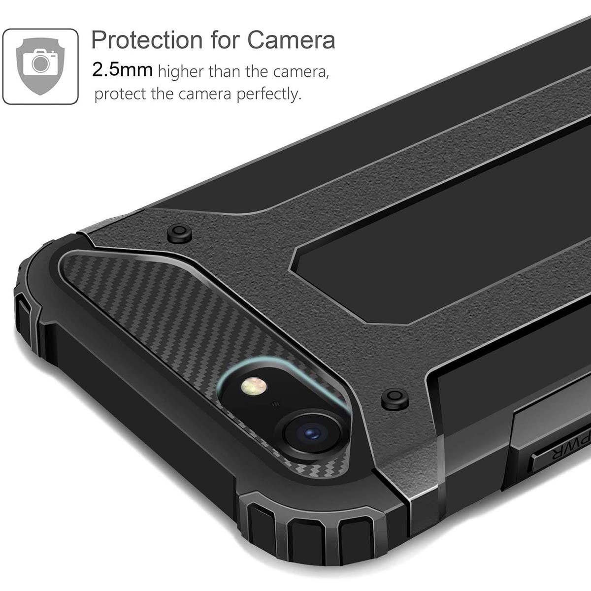 Funda Tipo Hybrid Tough Armor (Pc+Tpu) Negra para Iphone SE 2020