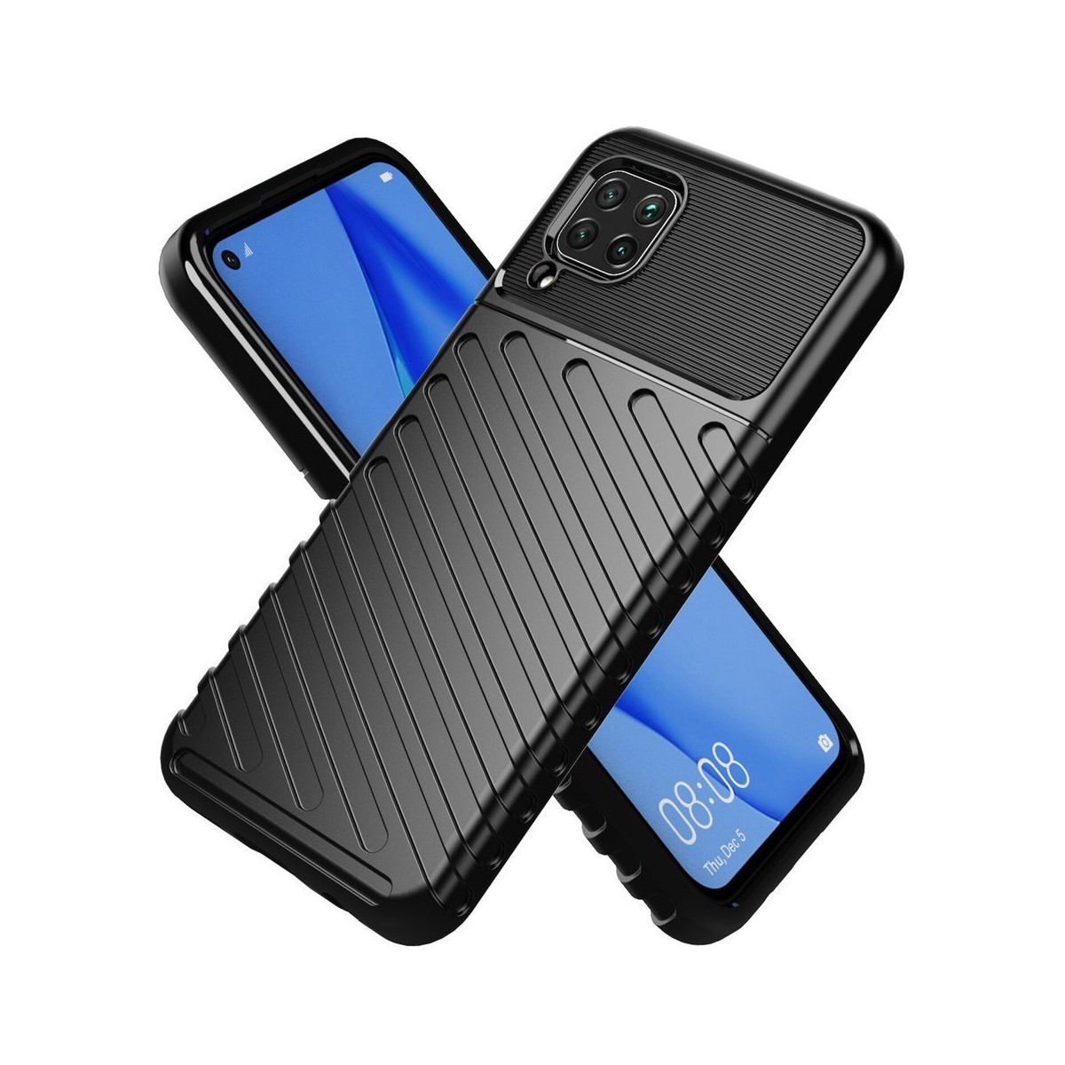Funda Gel Flexible Thunder Armor Rugged para Huawei P40 Lite color Negra