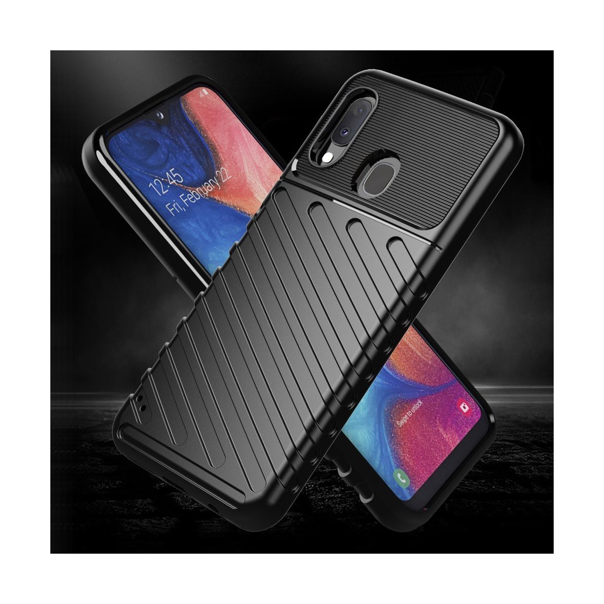 Funda Gel Flexible Thunder Armor Rugged para Samsung Galaxy A20e 5.8 color Negra