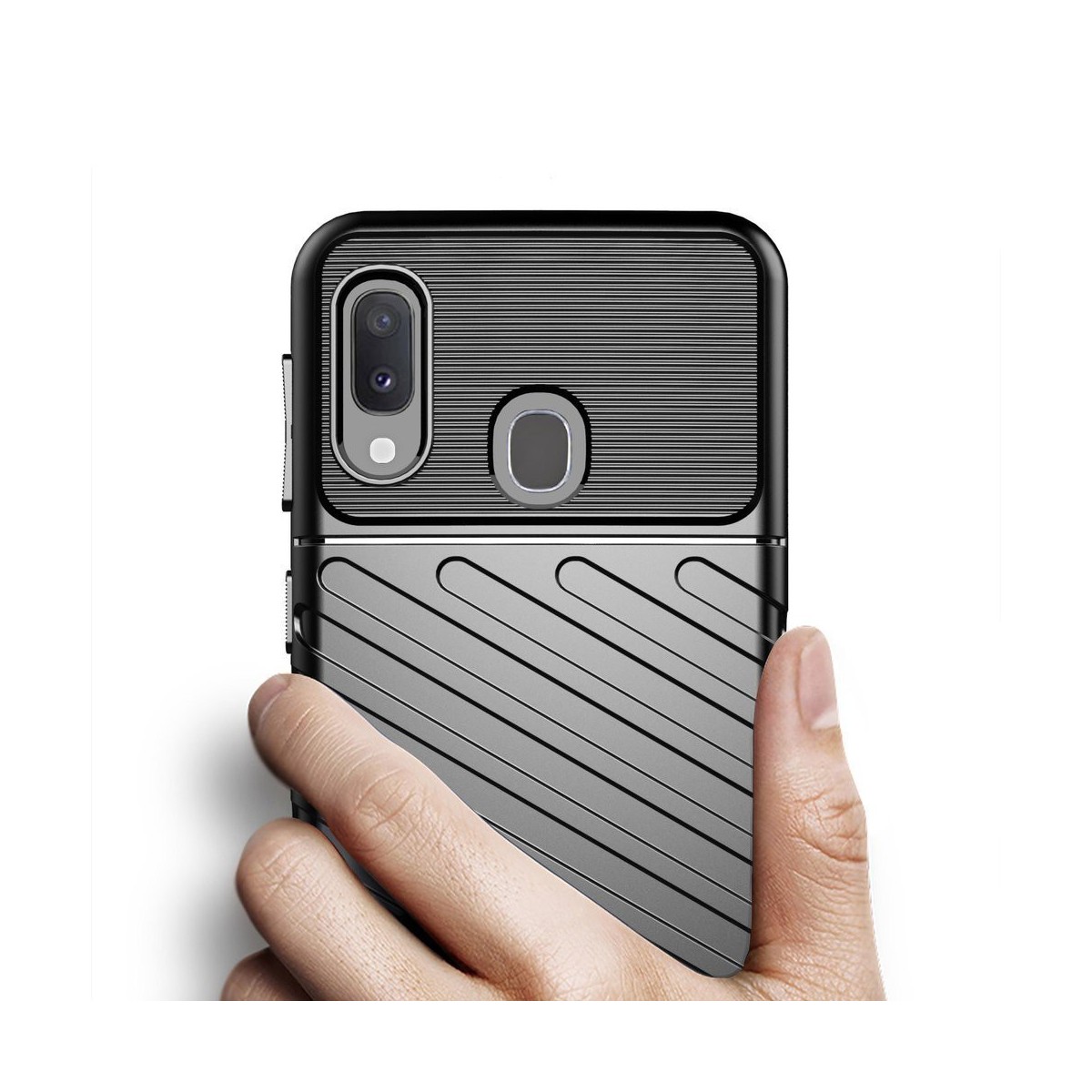 Funda Gel Flexible Thunder Armor Rugged para Samsung Galaxy A20e 5.8 color Negra