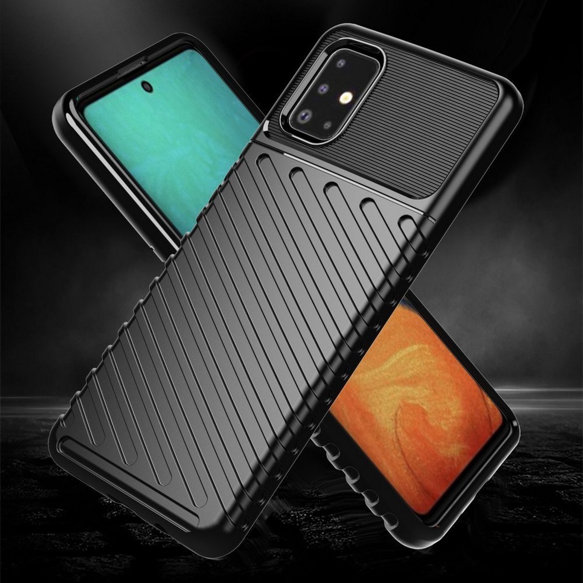 Funda Gel Flexible Thunder Armor Rugged para Samsung Galaxy A51 color Negra