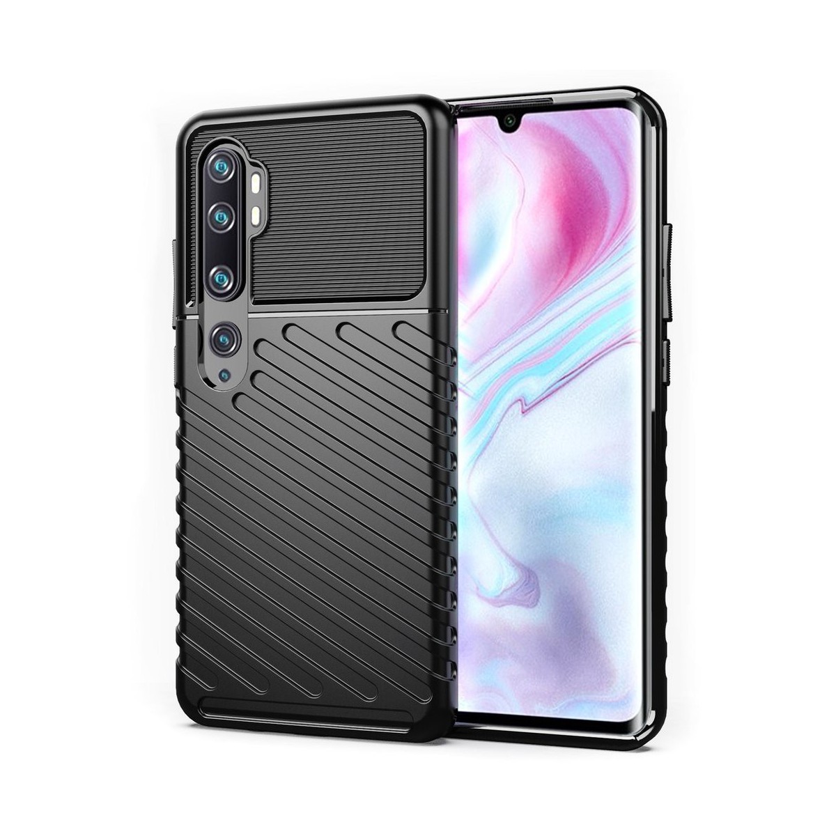 Funda Gel Flexible Thunder Armor Rugged para Xiaomi Mi Note 10 color Negra