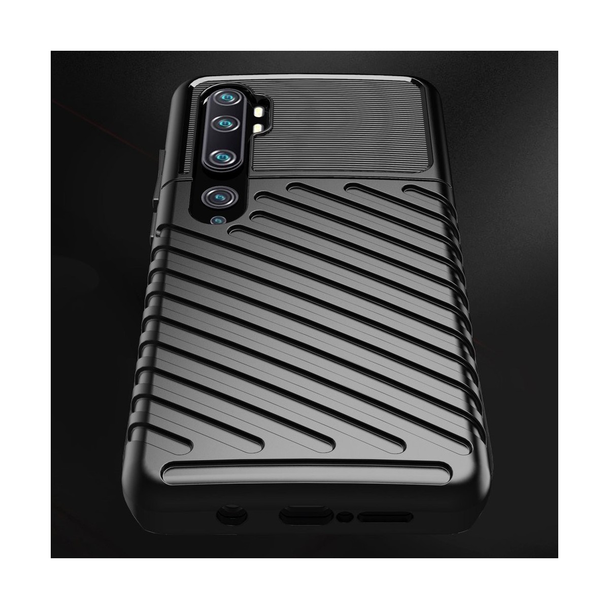 Funda Gel Flexible Thunder Armor Rugged para Xiaomi Mi Note 10 color Negra