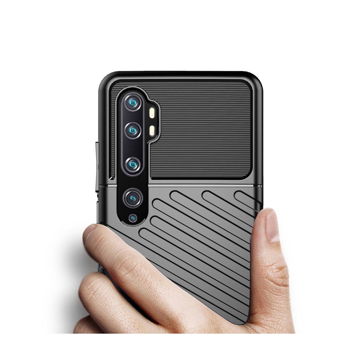 Funda Gel Flexible Thunder Armor Rugged para Xiaomi Mi Note 10 color Negra