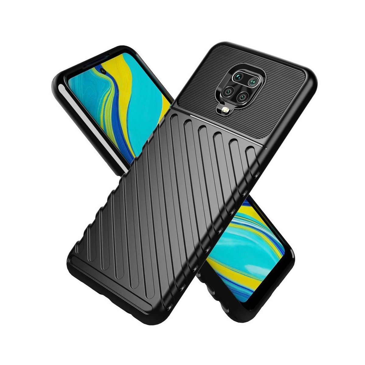 Funda Gel Flexible Thunder Armor Rugged para Xiaomi Redmi Note 9S / Note 9 Pro color Negra