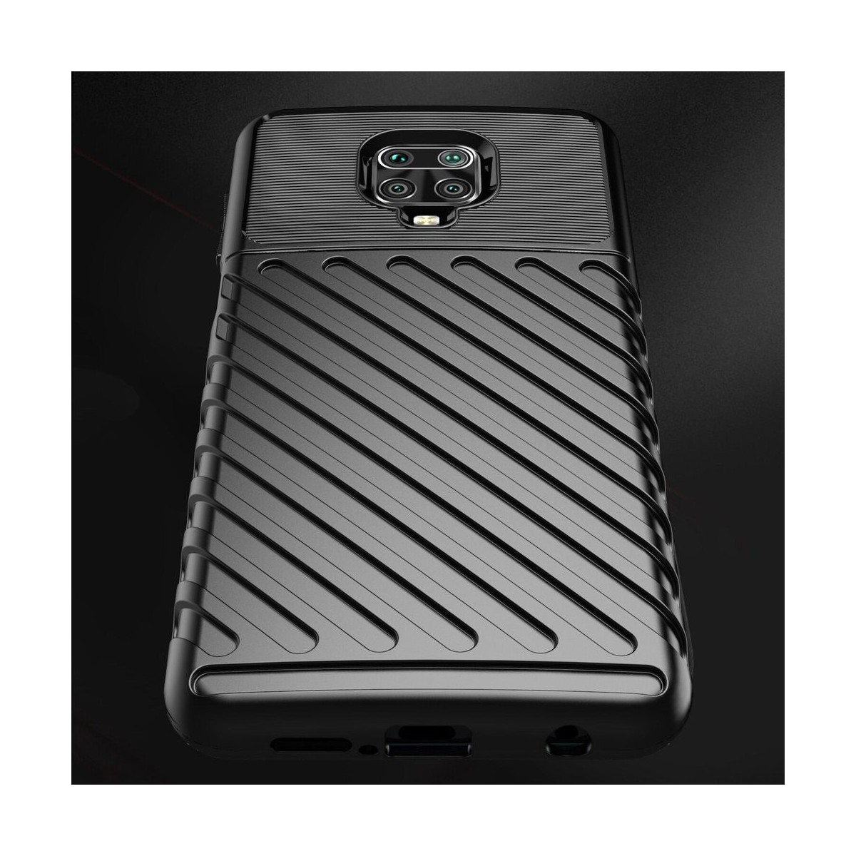 Funda Gel Flexible Thunder Armor Rugged para Xiaomi Redmi Note 9S / Note 9 Pro color Negra