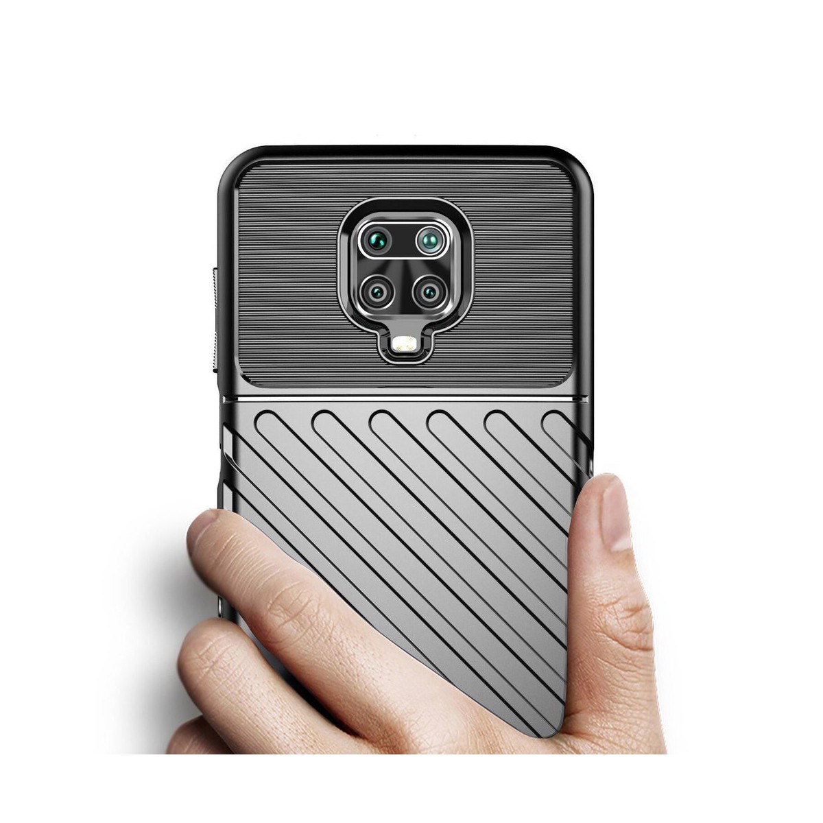 Funda Gel Flexible Thunder Armor Rugged para Xiaomi Redmi Note 9S / Note 9 Pro color Negra