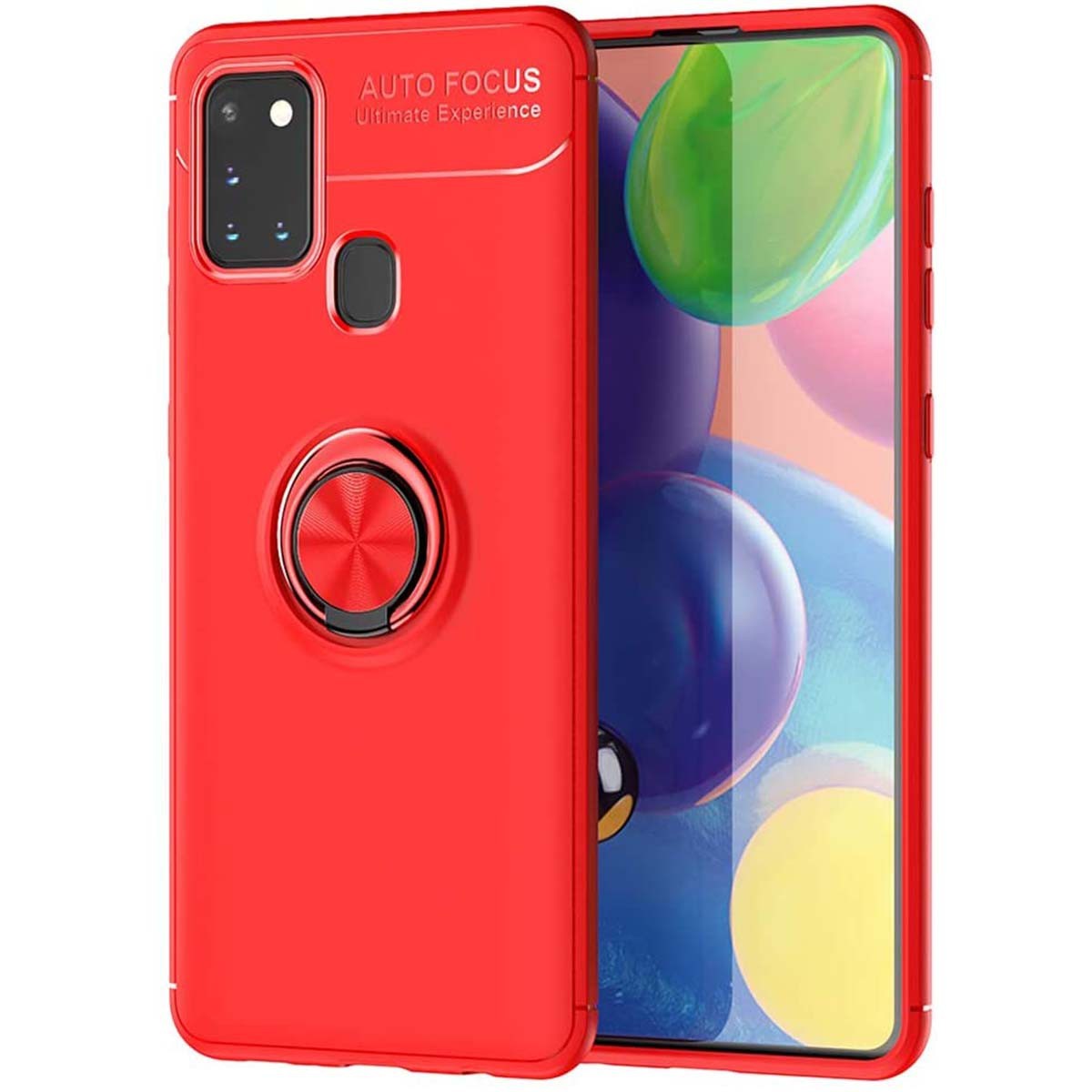 Funda Magnetica Soporte con Anillo Giratorio 360 para Samsung Galaxy A21s Roja