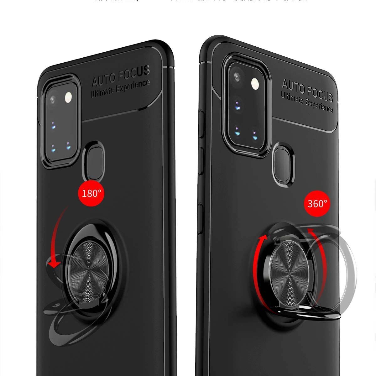 Funda Magnetica Soporte con Anillo Giratorio 360 para Samsung Galaxy A21s Negra