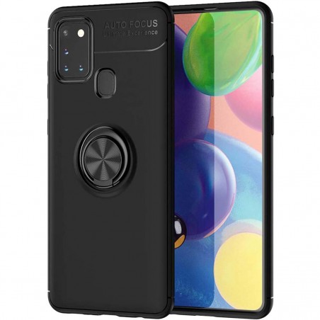 Funda Magnetica Soporte con Anillo Giratorio 360 para Samsung Galaxy A21s Negra