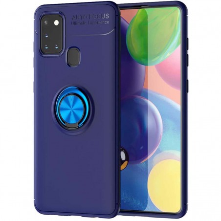 Funda Magnetica Soporte con Anillo Giratorio 360 para Samsung Galaxy A21s Azul