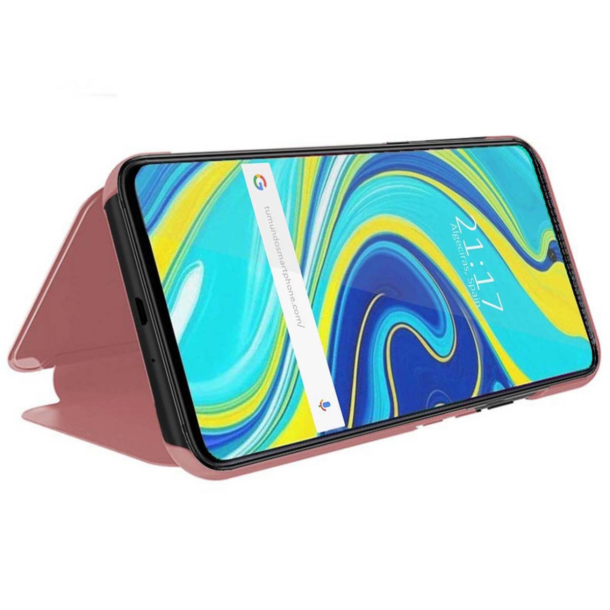 Funda Flip Cover Clear View para Xiaomi Redmi Note 9S / Note 9 Pro color Rosa