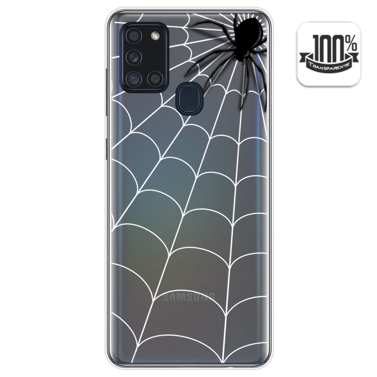 Funda Gel Transparente para Samsung Galaxy A21s diseño Araña Dibujos