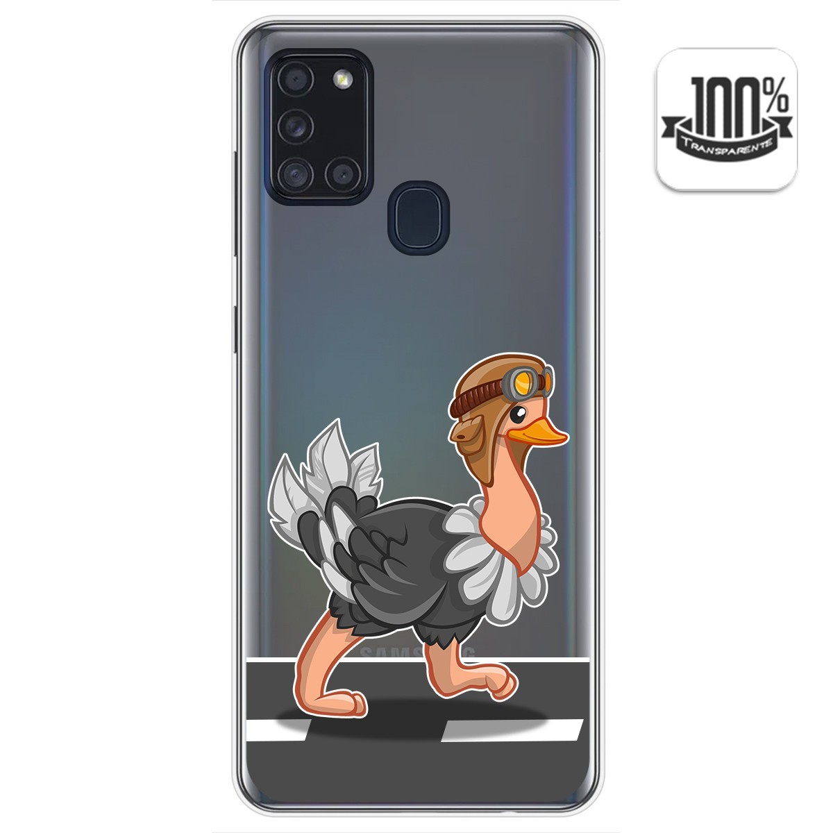 Funda Gel Transparente para Samsung Galaxy A21s diseño Avestruz Dibujos