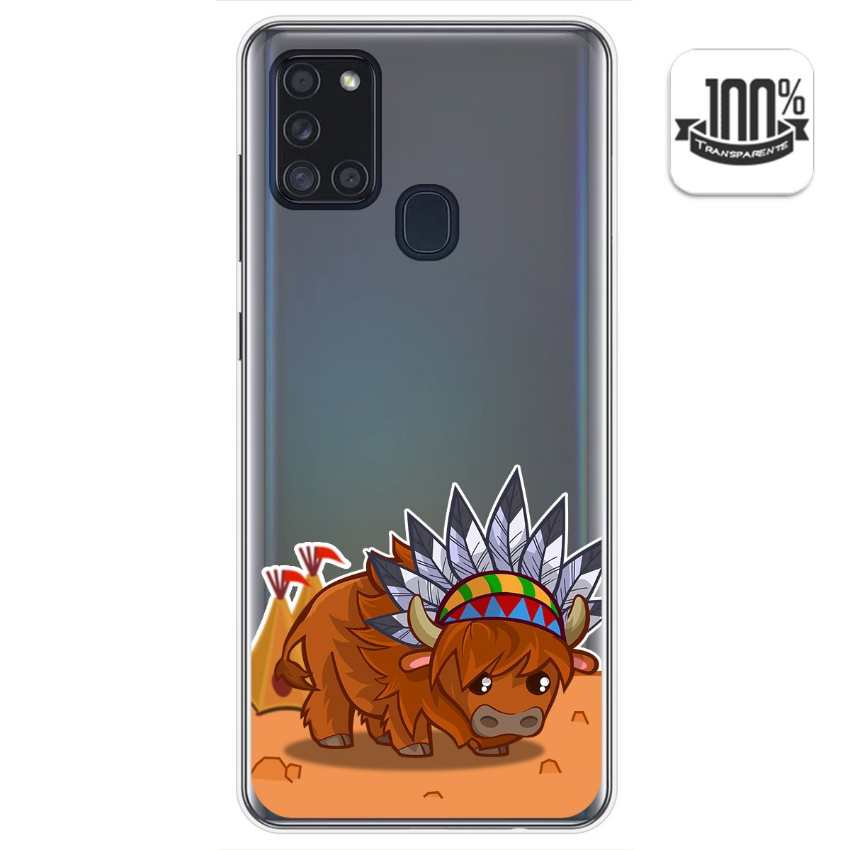 Funda Gel Transparente para Samsung Galaxy A21s diseño Bufalo Dibujos