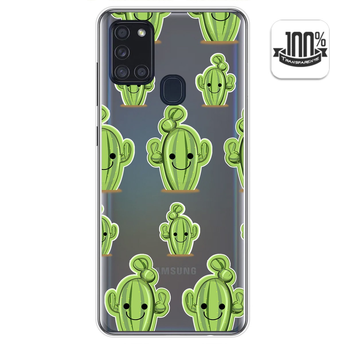 Funda Gel Transparente para Samsung Galaxy A21s diseño Cactus Dibujos