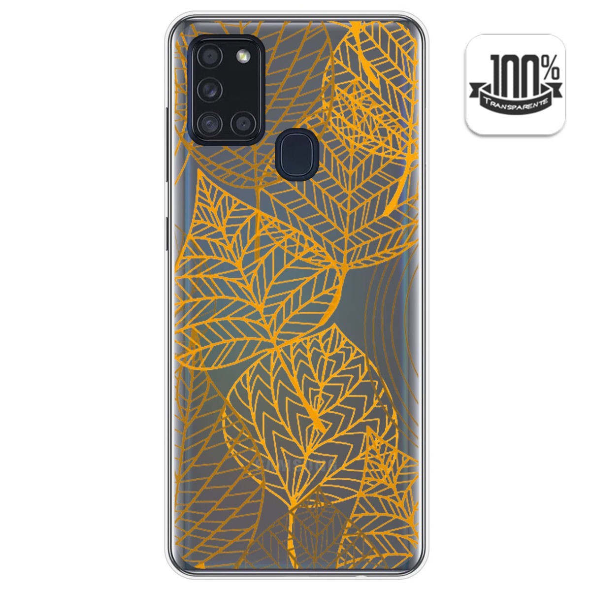 Funda Gel Transparente para Samsung Galaxy A21s diseño Hojas Dibujos