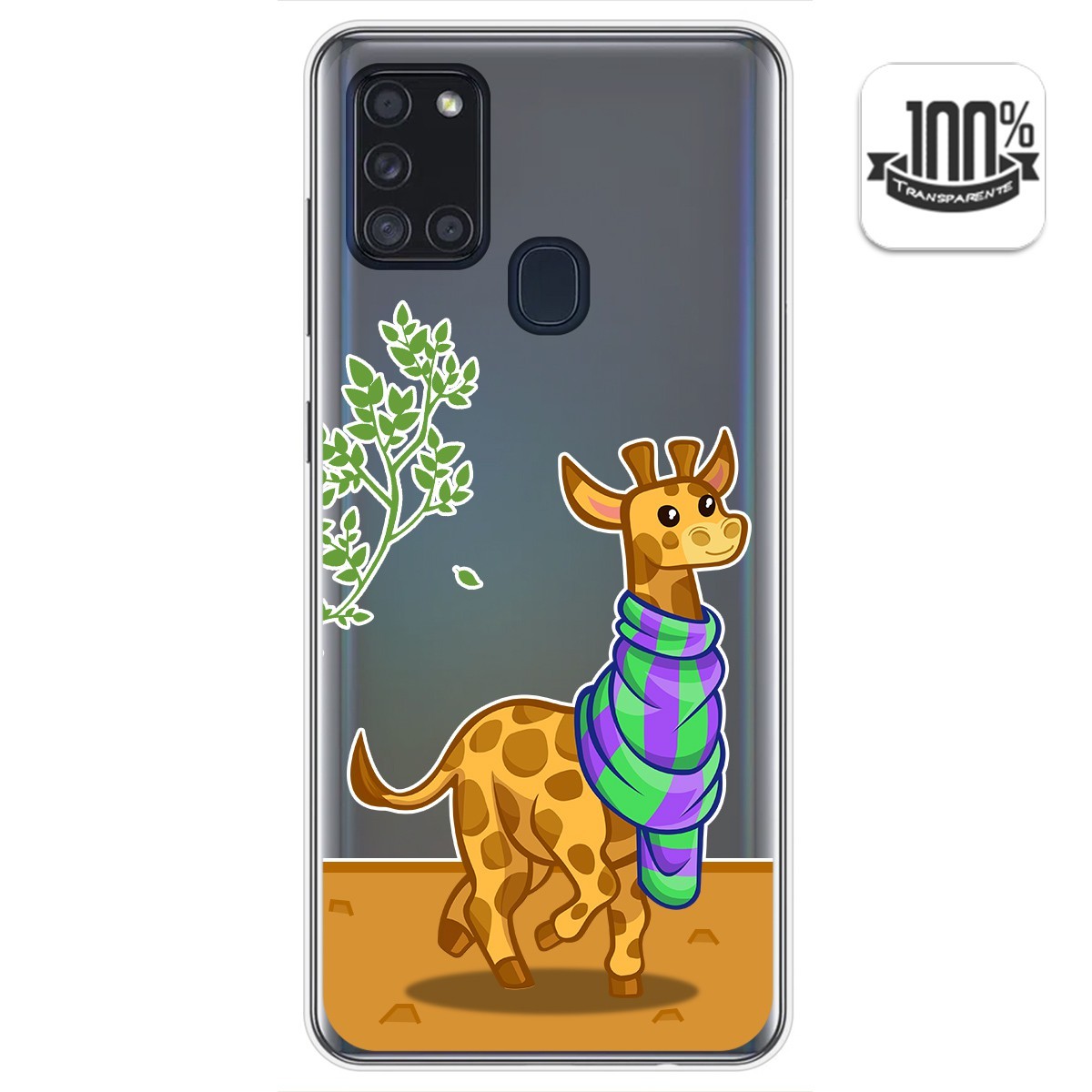 Funda Gel Transparente para Samsung Galaxy A21s diseño Jirafa Dibujos