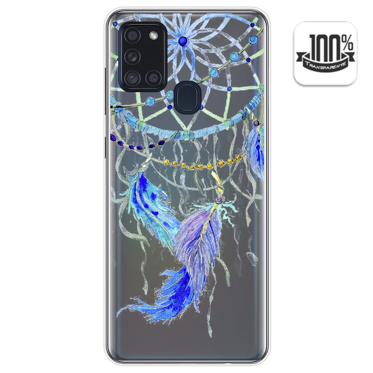 Funda Gel Transparente para Samsung Galaxy A21s diseño Plumas Dibujos
