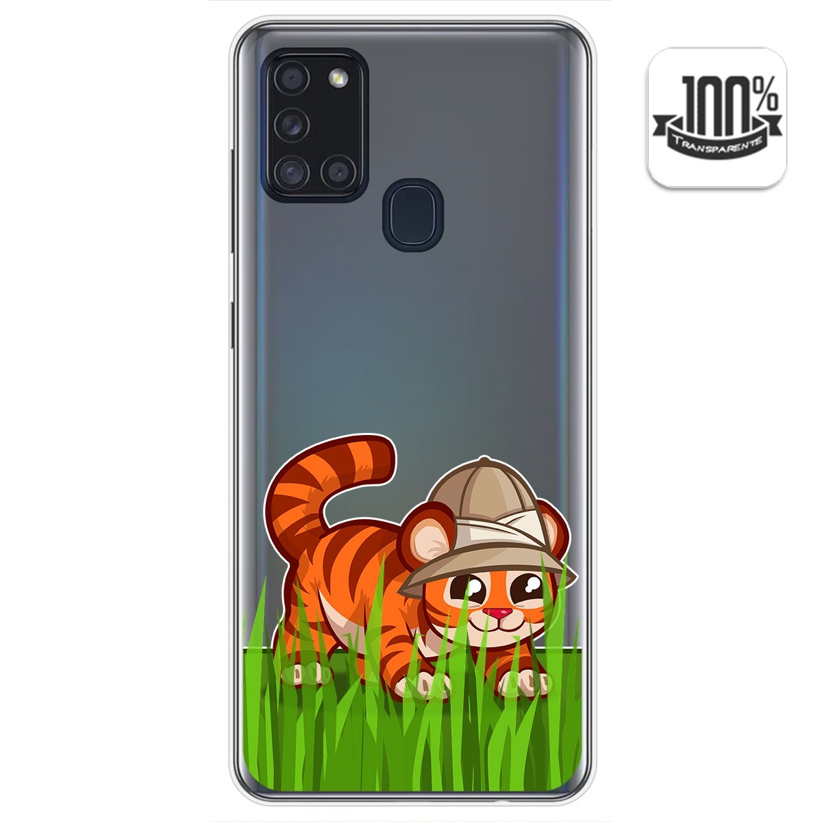 Funda Gel Transparente para Samsung Galaxy A21s diseño Tigre Dibujos