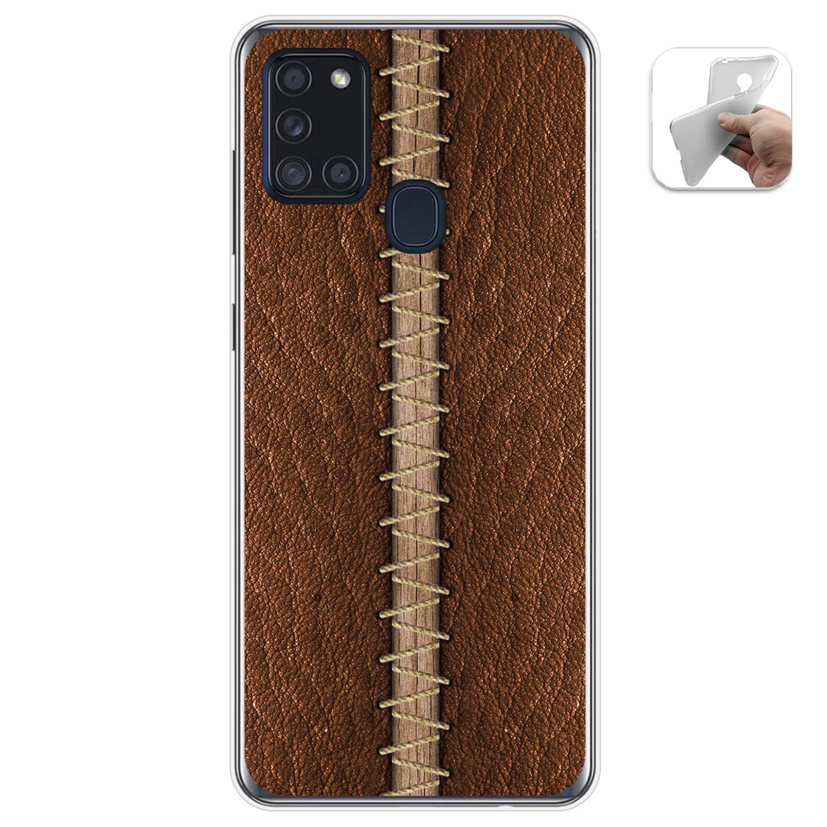 Funda Gel Tpu para Samsung Galaxy A21s diseño Cuero 01 Dibujos