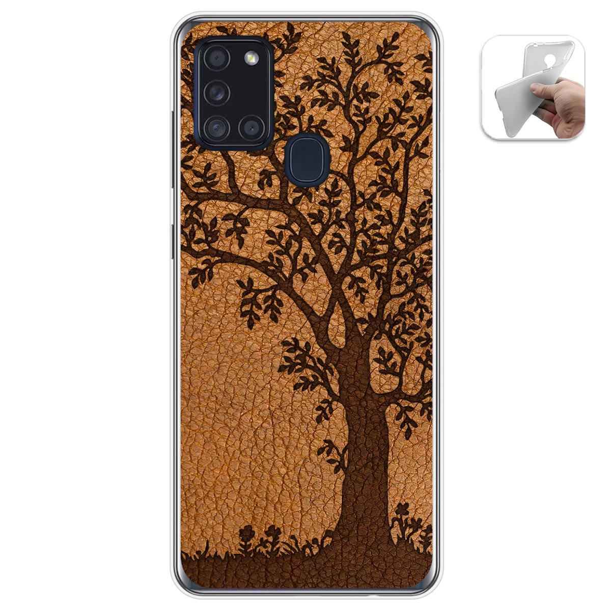 Funda Gel Tpu para Samsung Galaxy A21s diseño Cuero 03 Dibujos