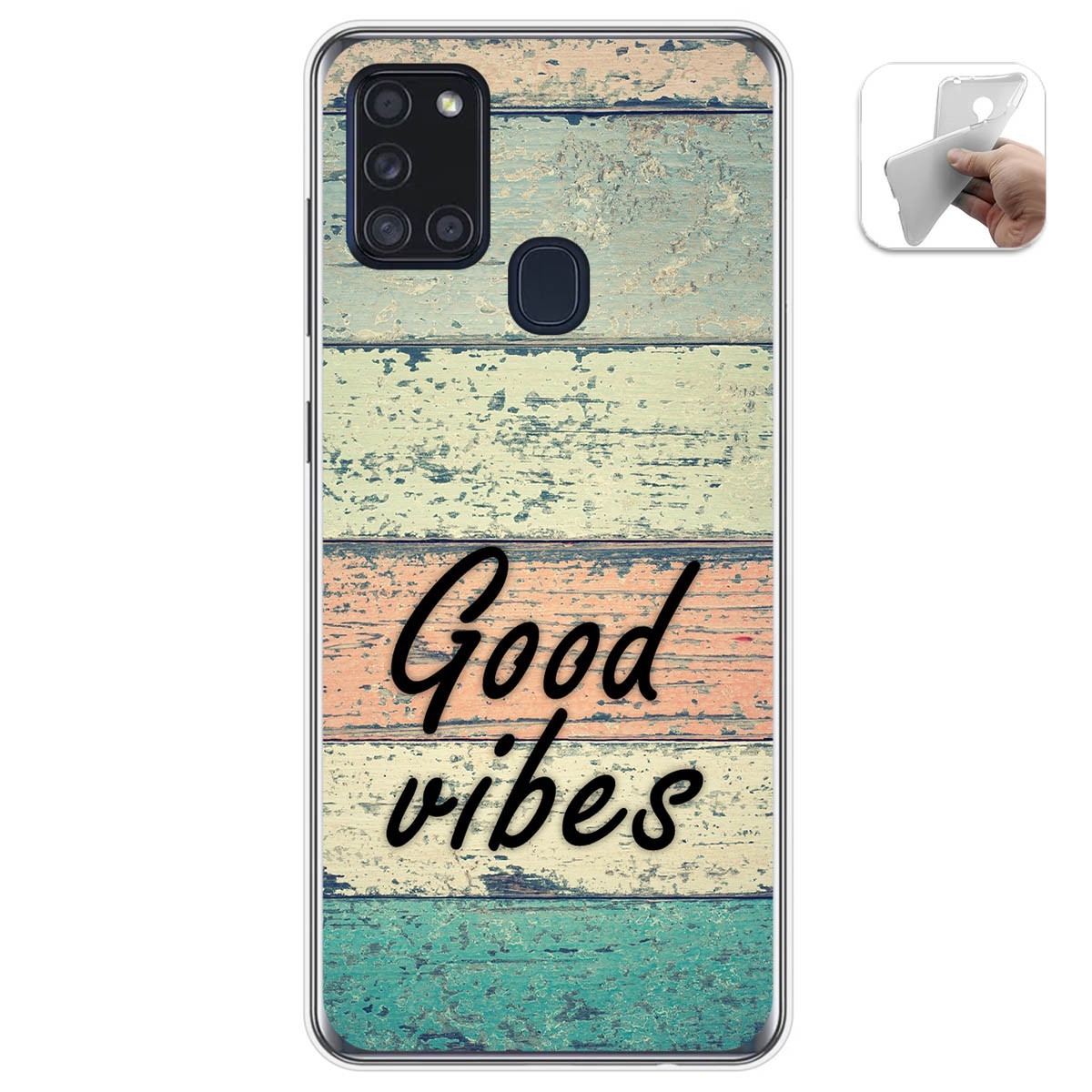 Funda Gel Tpu para Samsung Galaxy A21s diseño Madera 01 Dibujos