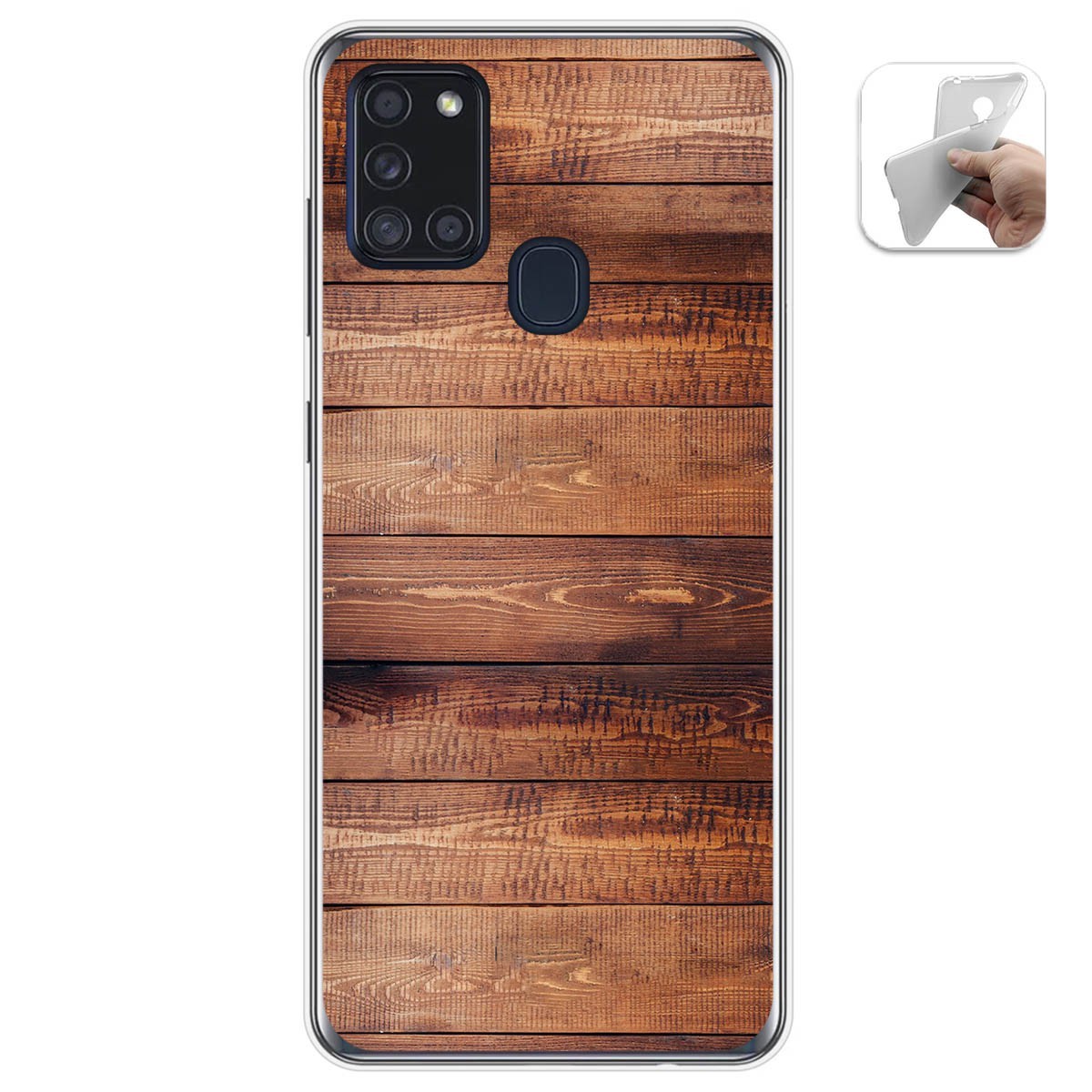 Funda Gel Tpu para Samsung Galaxy A21s diseño Madera 02 Dibujos