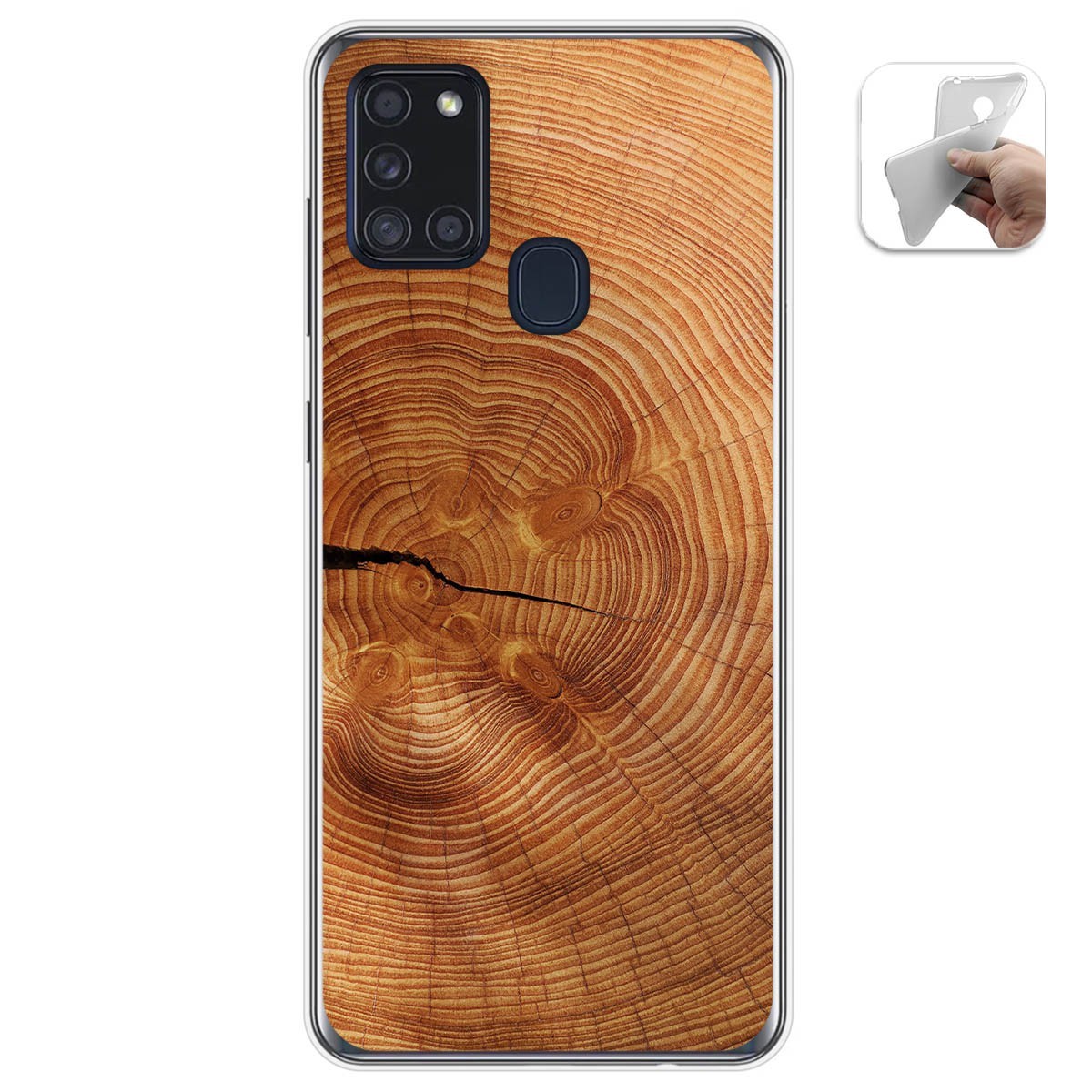 Funda Gel Tpu para Samsung Galaxy A21s diseño Madera 04 Dibujos