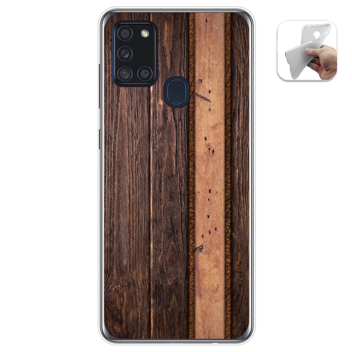 Funda Gel Tpu para Samsung Galaxy A21s diseño Madera 05 Dibujos