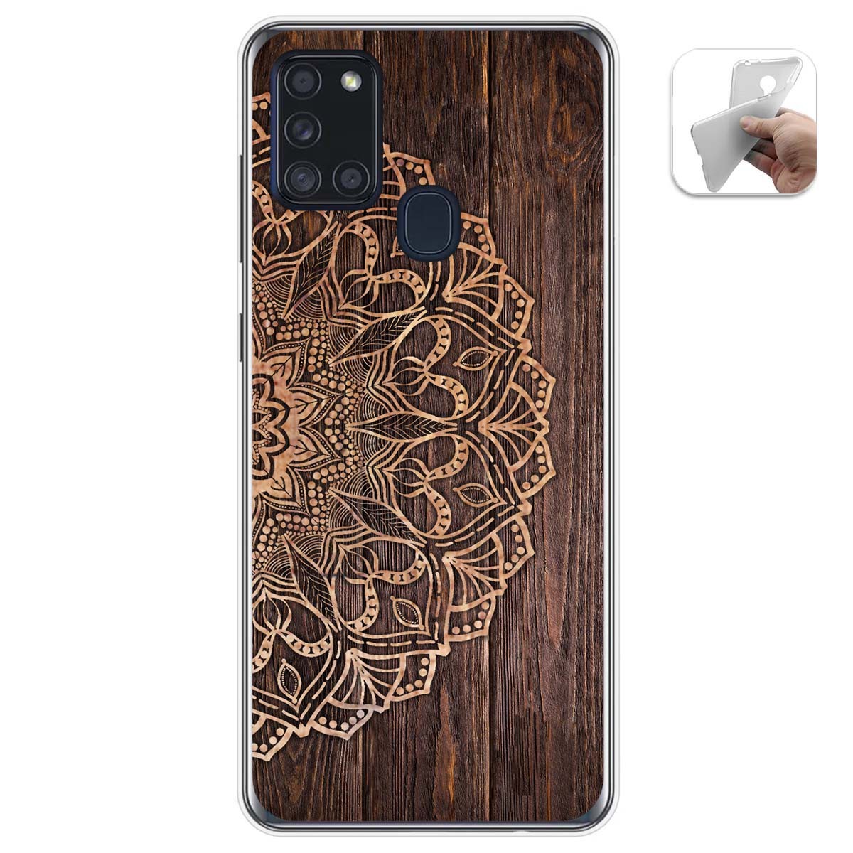 Funda Gel Tpu para Samsung Galaxy A21s diseño Madera 06 Dibujos