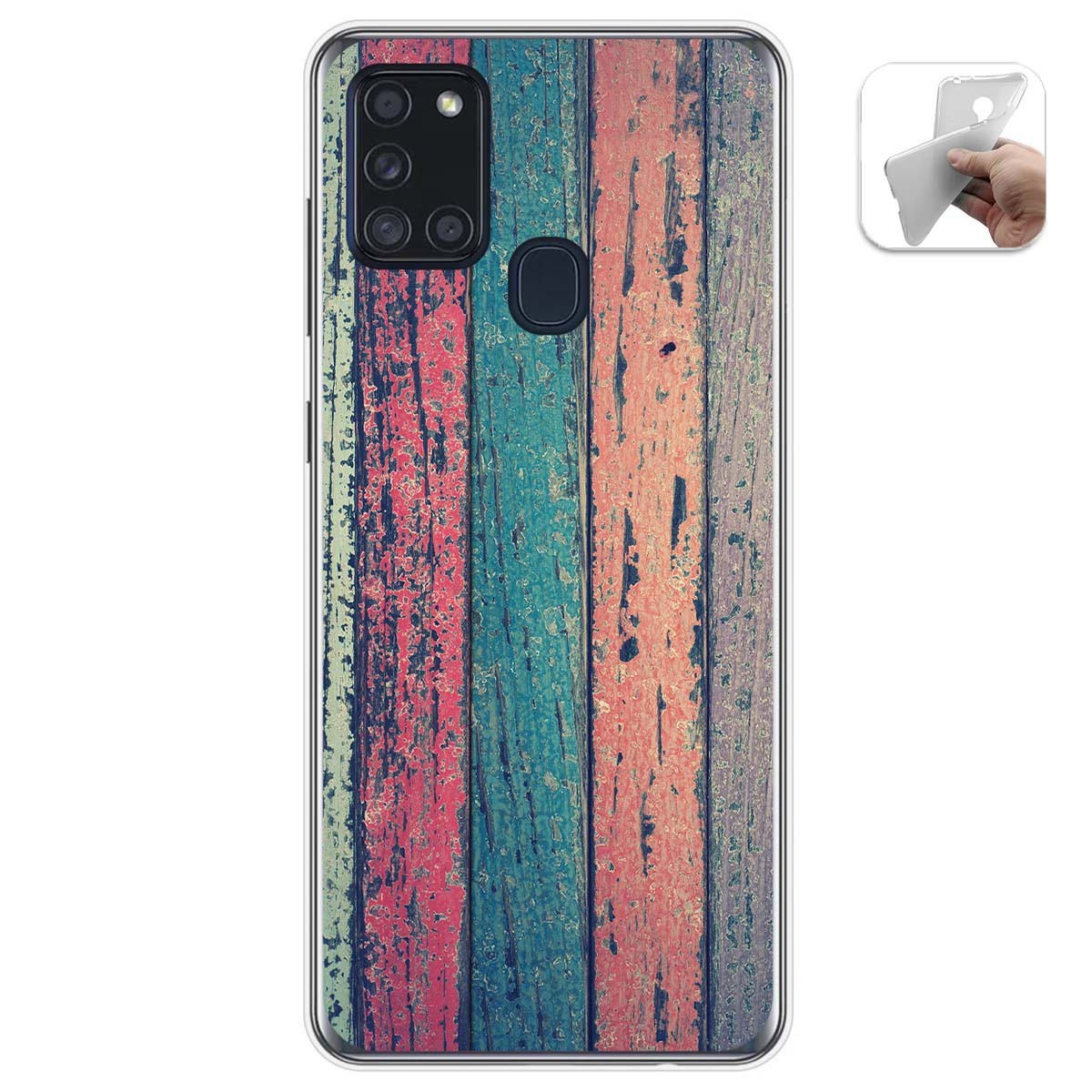 Funda Gel Tpu para Samsung Galaxy A21s diseño Madera 10 Dibujos